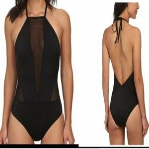 Ted BAKER MECH MESH PANEL BLACK ONE-PIECE SWIMSUIT